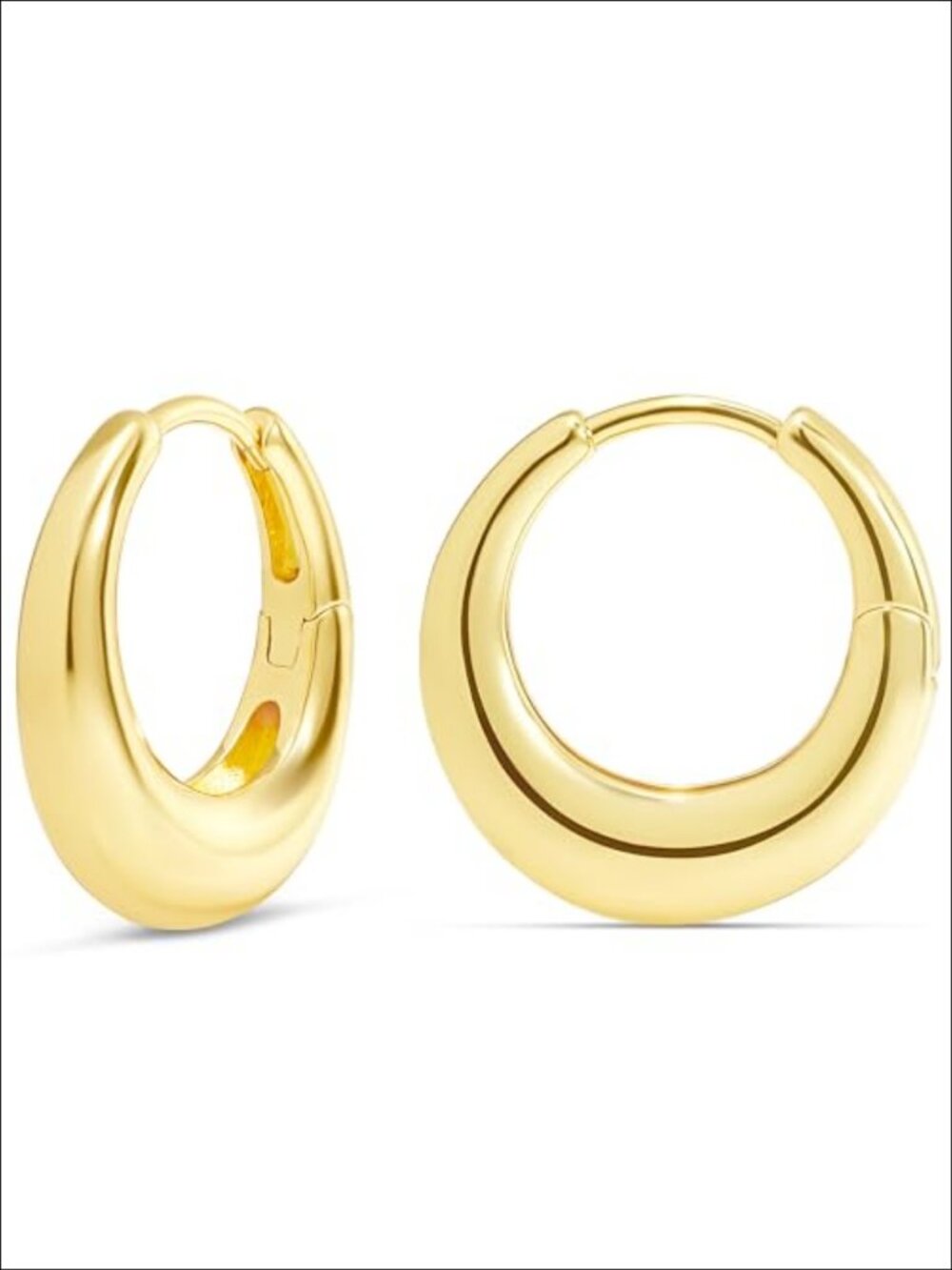 14K Gold Plated Small Hoop Earrings Latch Back Everyday Gift
